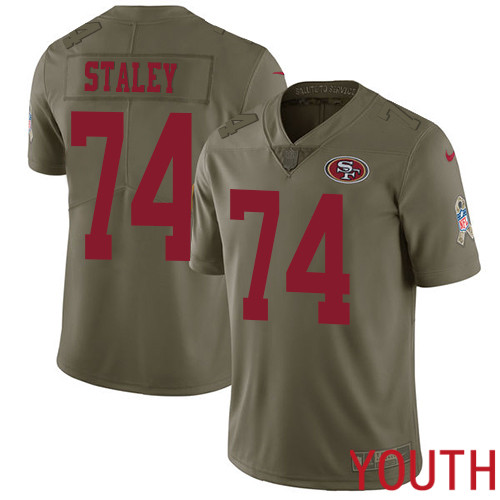 San Francisco 49ers Limited Olive Youth Joe Staley NFL Jersey #74 2017 Salute to Service